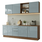 Combo completo de Cocina 240 cm Marrón/Gris Lux Madesa 09