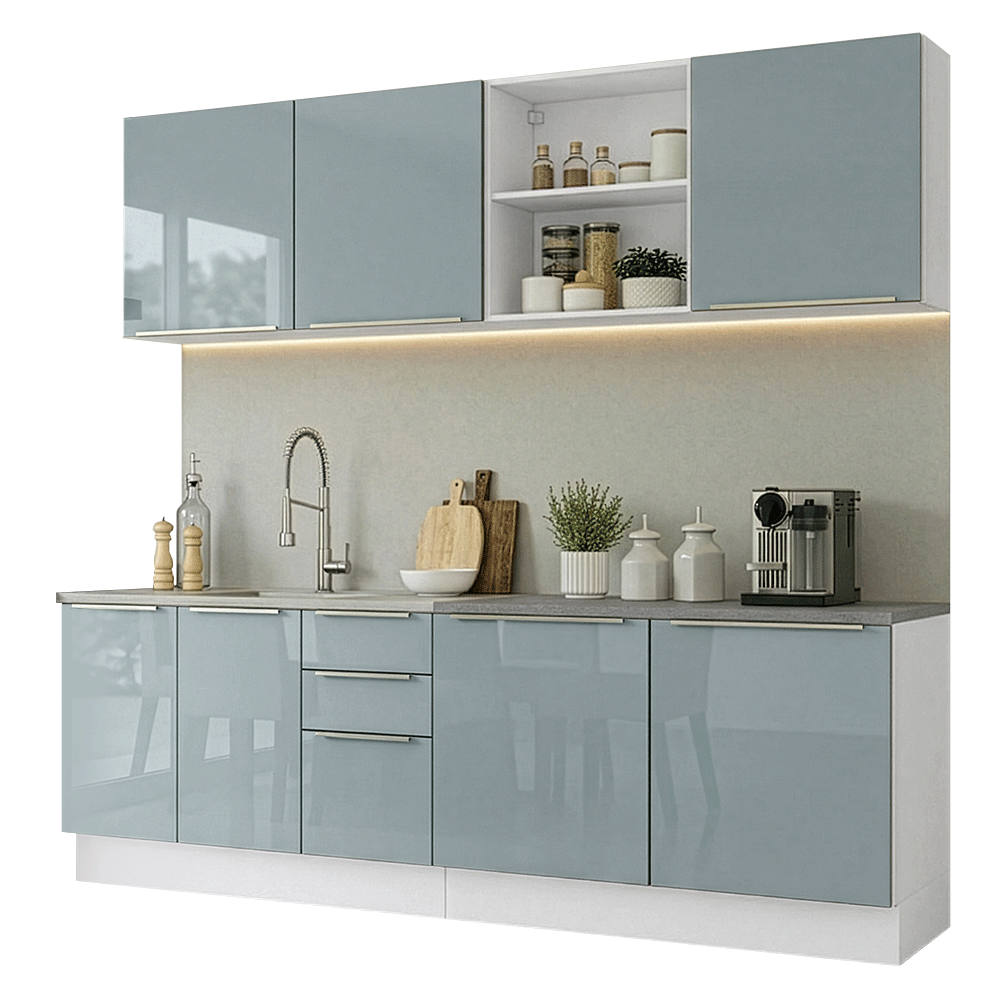 Combo completo de Cocina 240 cm Blanco/Gris Lux Madesa 09