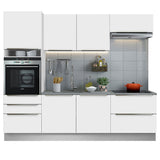 Combo Completo de Cocina 260 x 60 cm Blanco/Blanco Aterciopelado Lux Madesa 01
