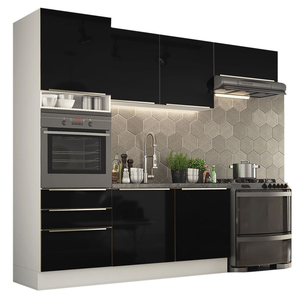 Combo completo de Cocina 260cm Blanco/Negro Lux Madesa 03