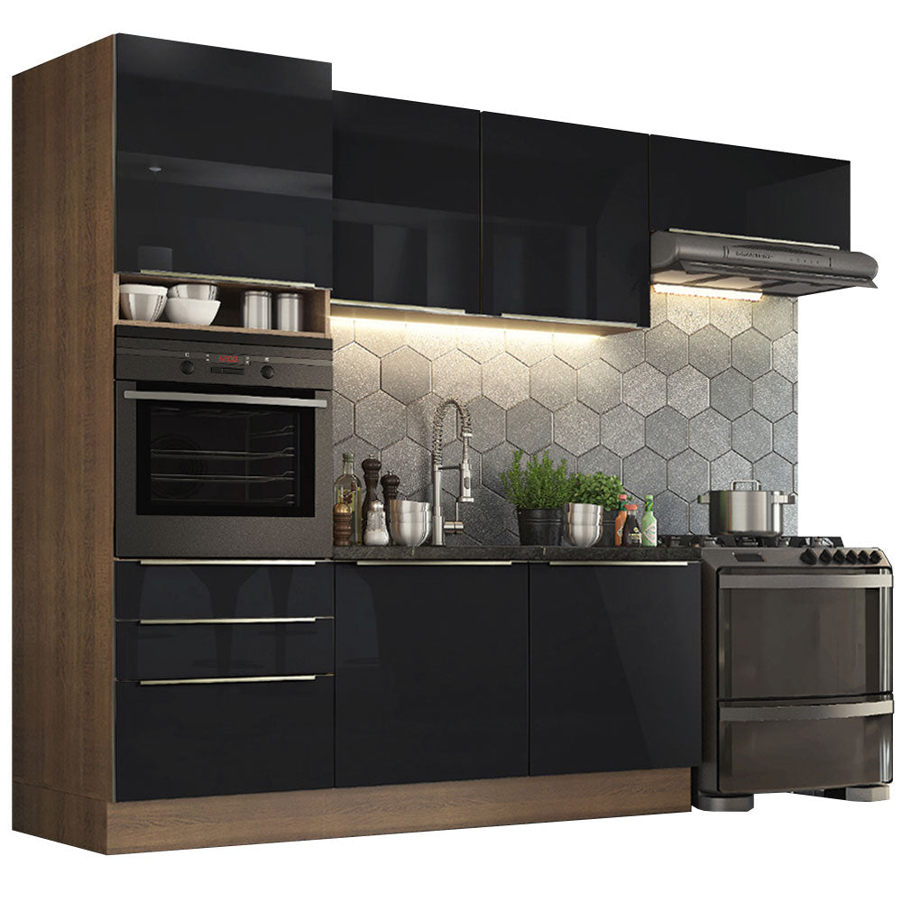 Combo completo de Cocina 260cm Marrón/Negro Lux Madesa 03