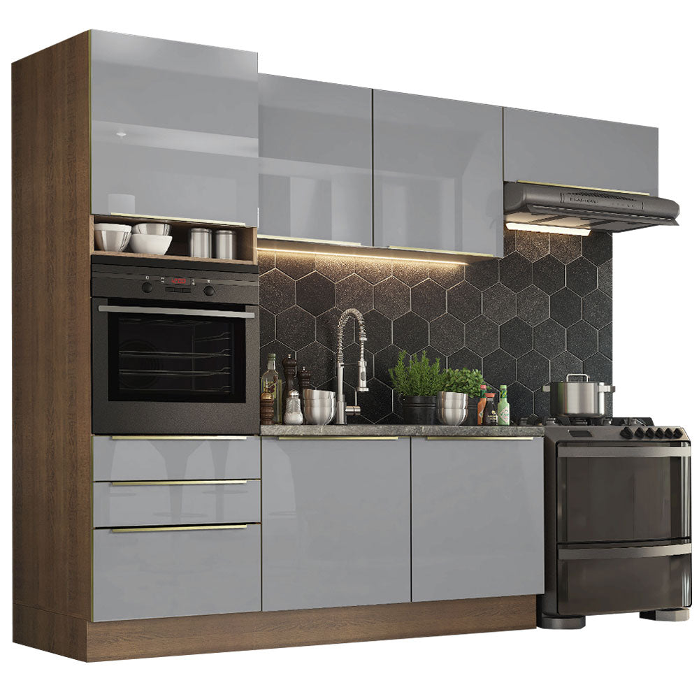 Combo completo de Cocina 260cm Marrón/Gris Lux Madesa 03