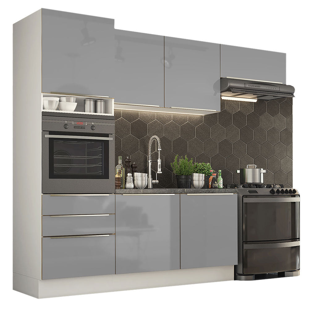Combo completo de Cocina 260cm Blanco/Gris Lux Madesa 03