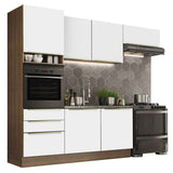 Combo Completo de Cocina 260 x 60 cm Marrón/Blanco Aterciopelado Lux Madesa 03