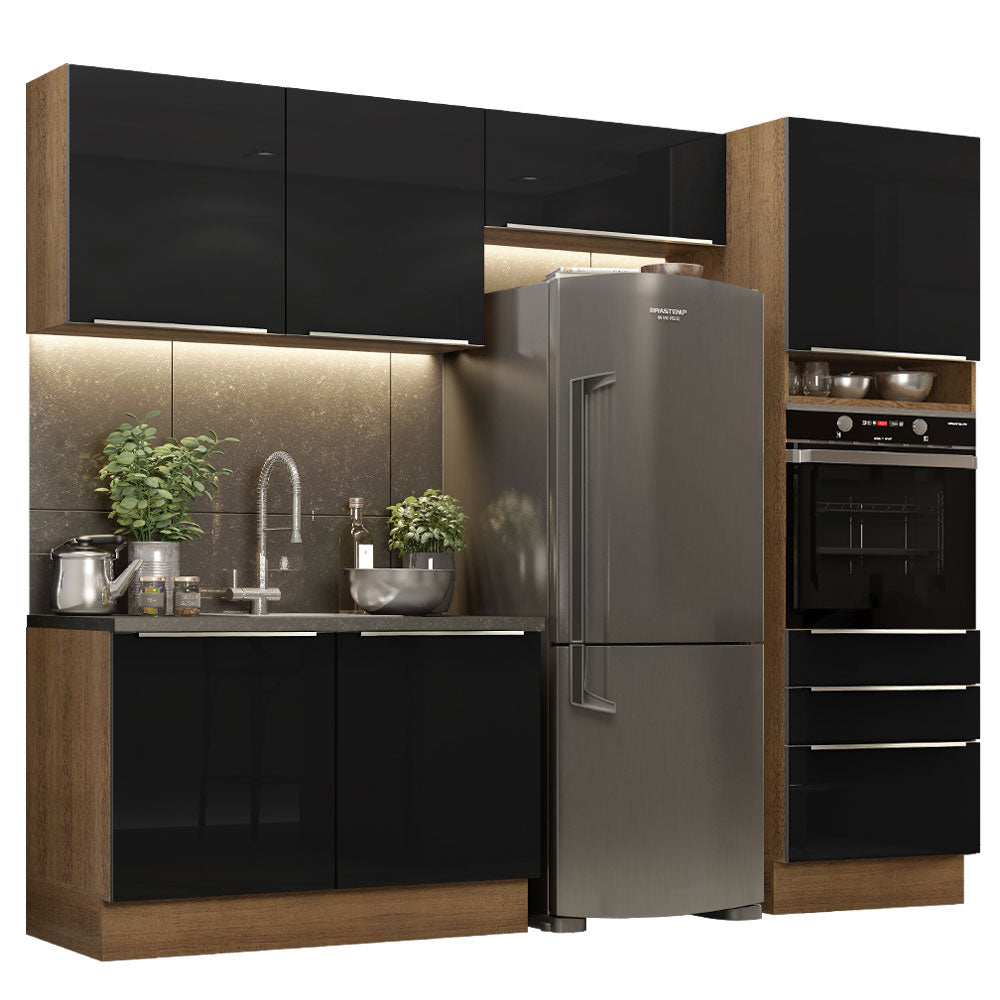 Combo completo de Cocina 260cm Marrón/Negro Lux Madesa 05