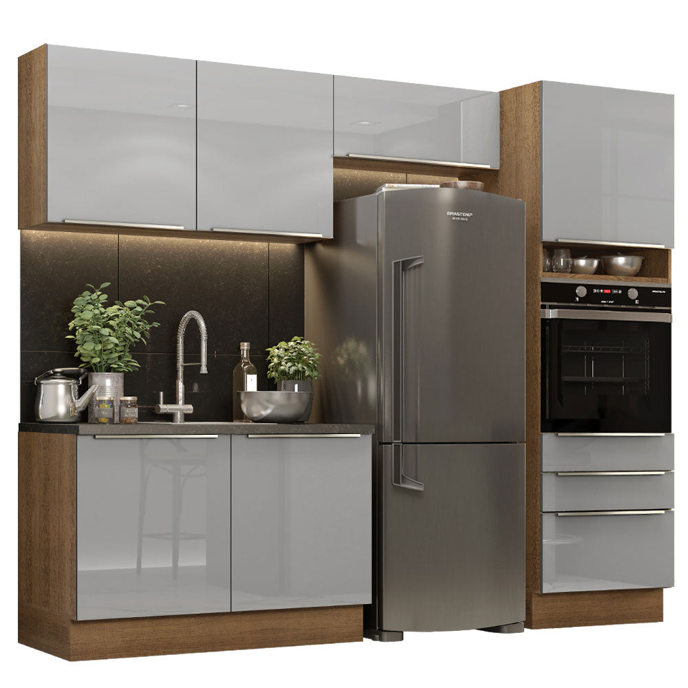 Combo completo de Cocina 260cm Marrón/Gris Lux Madesa 05