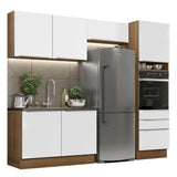 Combo Completo de Cocina 260 x 60 cm Marrón/Blanco Aterciopelado Lux Madesa 05