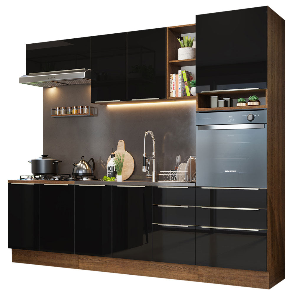 Combo completo de Cocina 260cm Marrón/Negro Lux Madesa 08