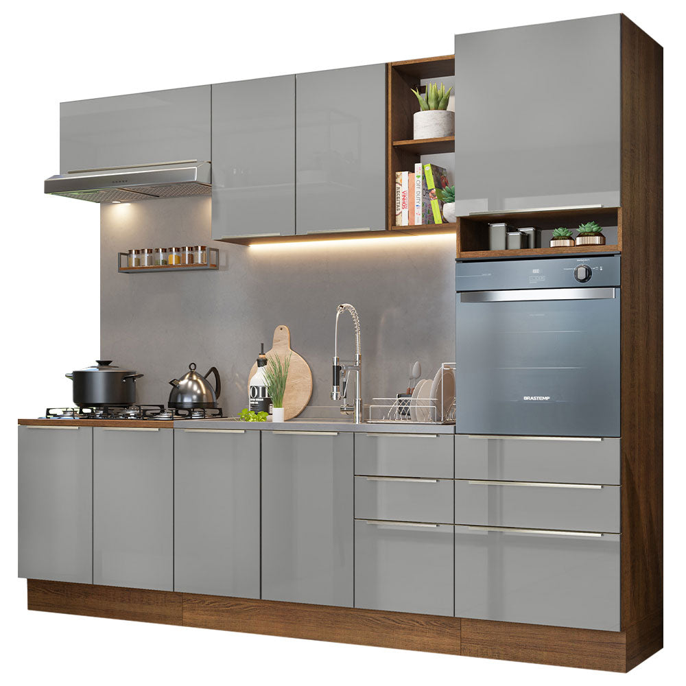 Combo completo de Cocina 260cm Marrón/Gris Lux Madesa 08