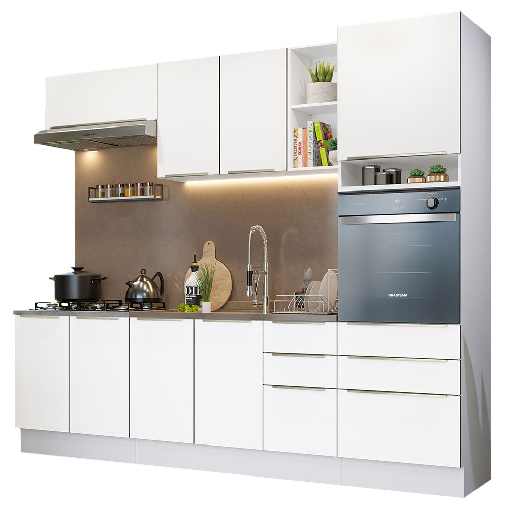 Combo Completo de Cocina 260 x 60 cm Blanco Aterciopelado Lux Madesa 08