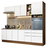 Combo Completo de Cocina 260 x 60 cm Marrón/Blanco Aterciopelado Lux Madesa 08