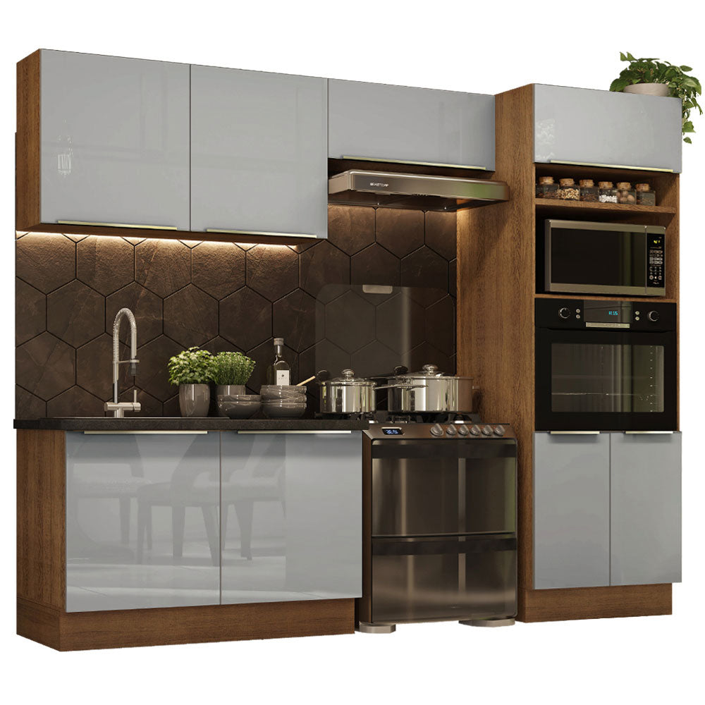 Combo completo de Cocina 270cm Marrón/Gris Lux Madesa 01