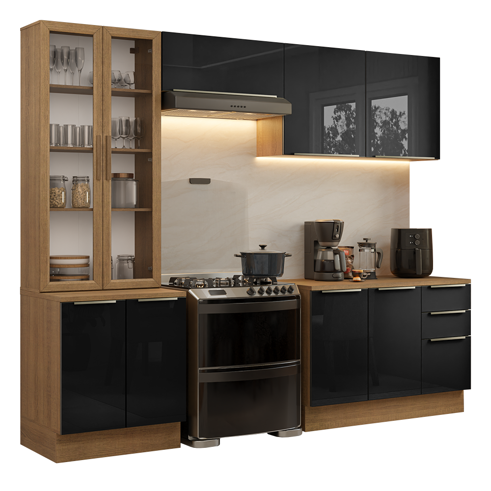 Combo completo de Cocina con Cristalero 270 cm Madesa Lux MN 04