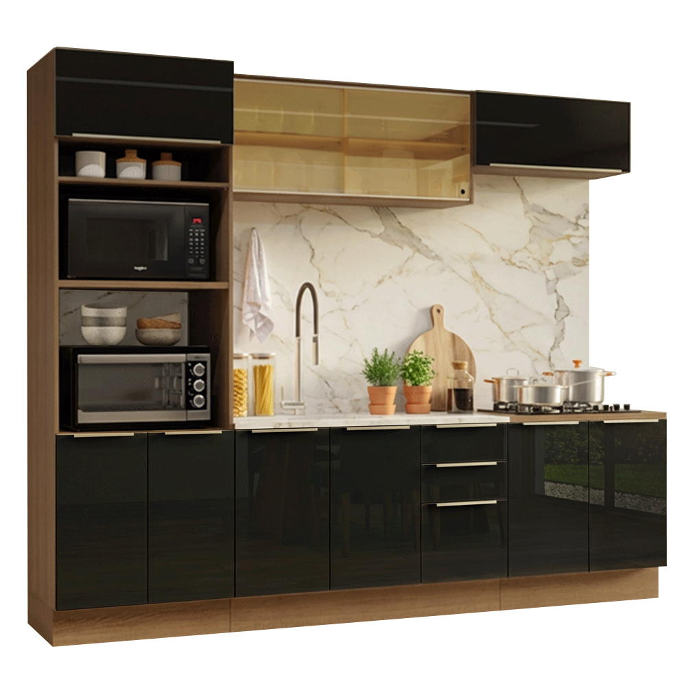 Combo completo de Cocina 270 cm Marrón/Negro Lux Madesa 05