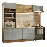 Combo completo de Cocina 270 x 60 cm Marrón/Gris Lux Madesa 08