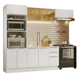 Combo completo de Cocina 270 x 60 cm Blanco/Blanco Aterciopelado Lux Madesa 08