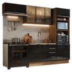 Combo completo de Cocina 270 cm Marrón/Negro Lux Madesa