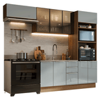 Combo completo de Cocina 270 cm Marrón/Gris Lux Madesa