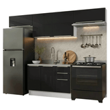 Combo completo de Cocina 280 x 60 cm Blanco/Negro Lux Madesa 02