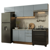 Combo completo de Cocina 280 x 60 cm Marrón/Gris Lux Madesa 02