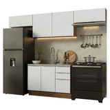 Combo completo de Cocina 280 x 60 cm Marrón/Blanco Aterciopelado Lux Madesa 02