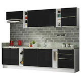 Combo completo de Cocina 300cm Blanco/Negro Lux da Sabrina Madesa