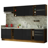 Combo completo de Cocina 300cm Marrón/Negro Lux da Sabrina Madesa