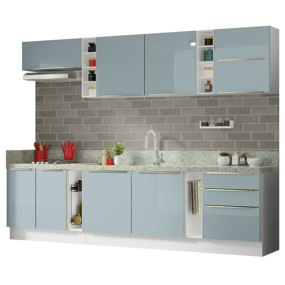 Combo completo de Cocina 300cm Blanco/Gris Lux da Sabrina Madesa