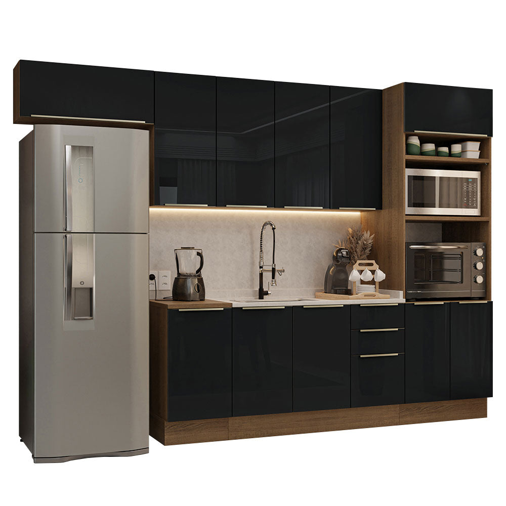 Combo completo de Cocina 310 x 60 cm Marrón/Negro Lux Madesa 01