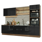 Combo completo de Cocina 310 cm 11 Puertas 3 Cajones Sin Mesada Marrón/Negro Lux Madesa