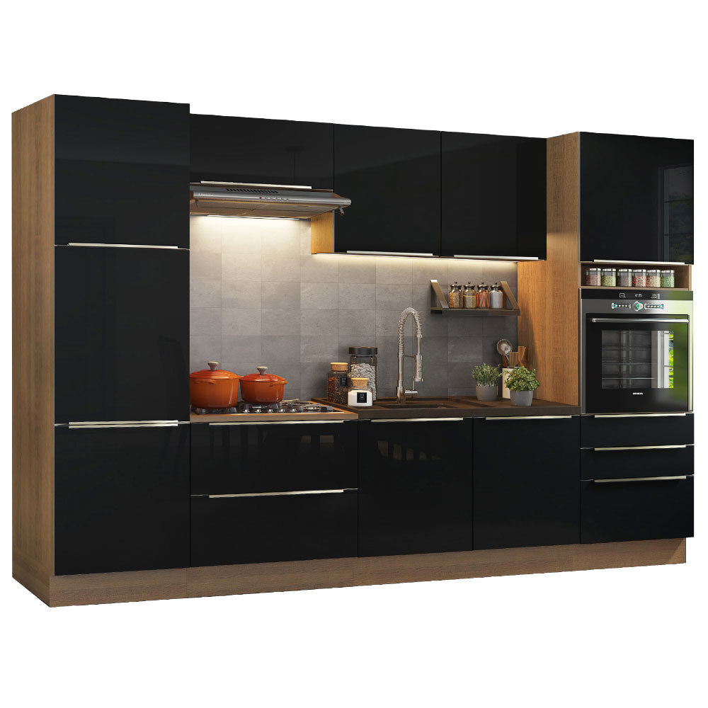Combo completo de Cocina 320cm Marrón/Negro Lux Madesa 03