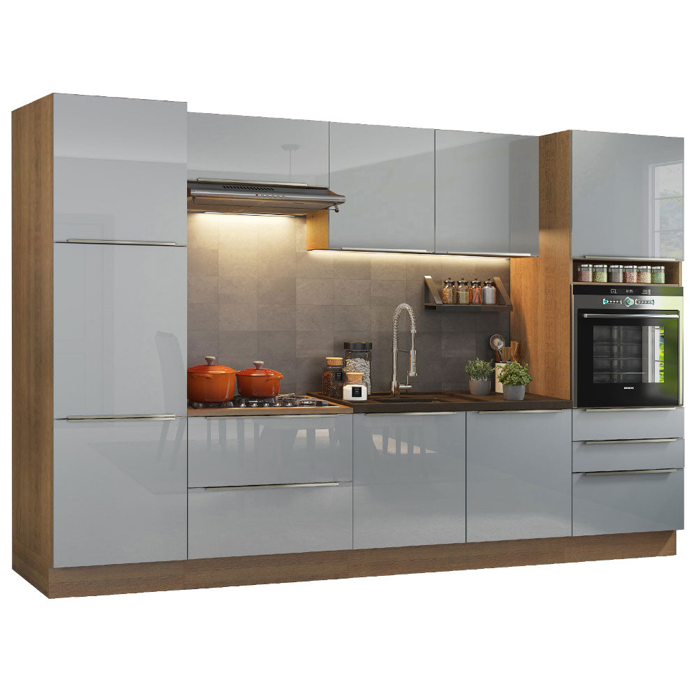 Combo completo de Cocina 320cm Marrón/Gris Lux Madesa 03
