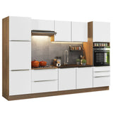 Combo Completo de Cocina 320 x 60 cm Marrón/Blanco Aterciopelado Lux Madesa 03