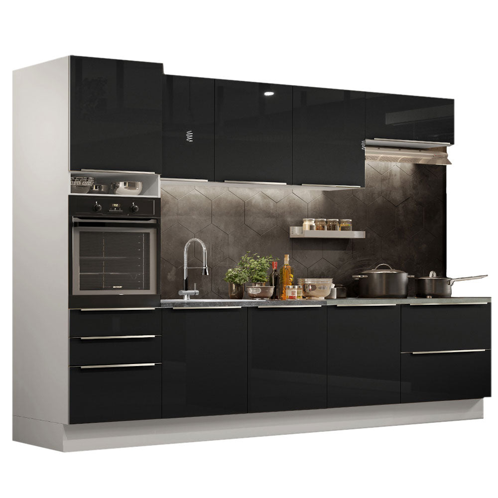 Combo completo de Cocina 320cm Blanco/Negro Lux Madesa 04