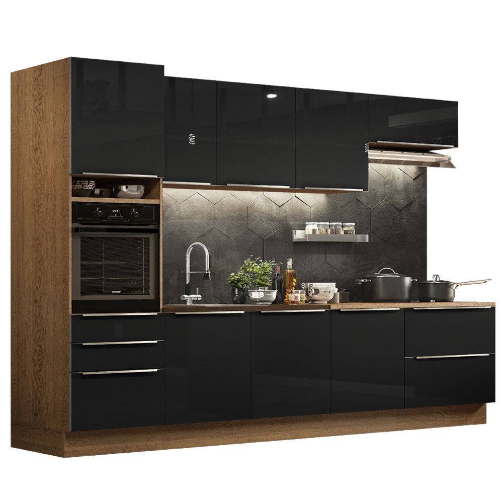Combo completo de Cocina 320cm Marrón/Negro Lux Madesa 04