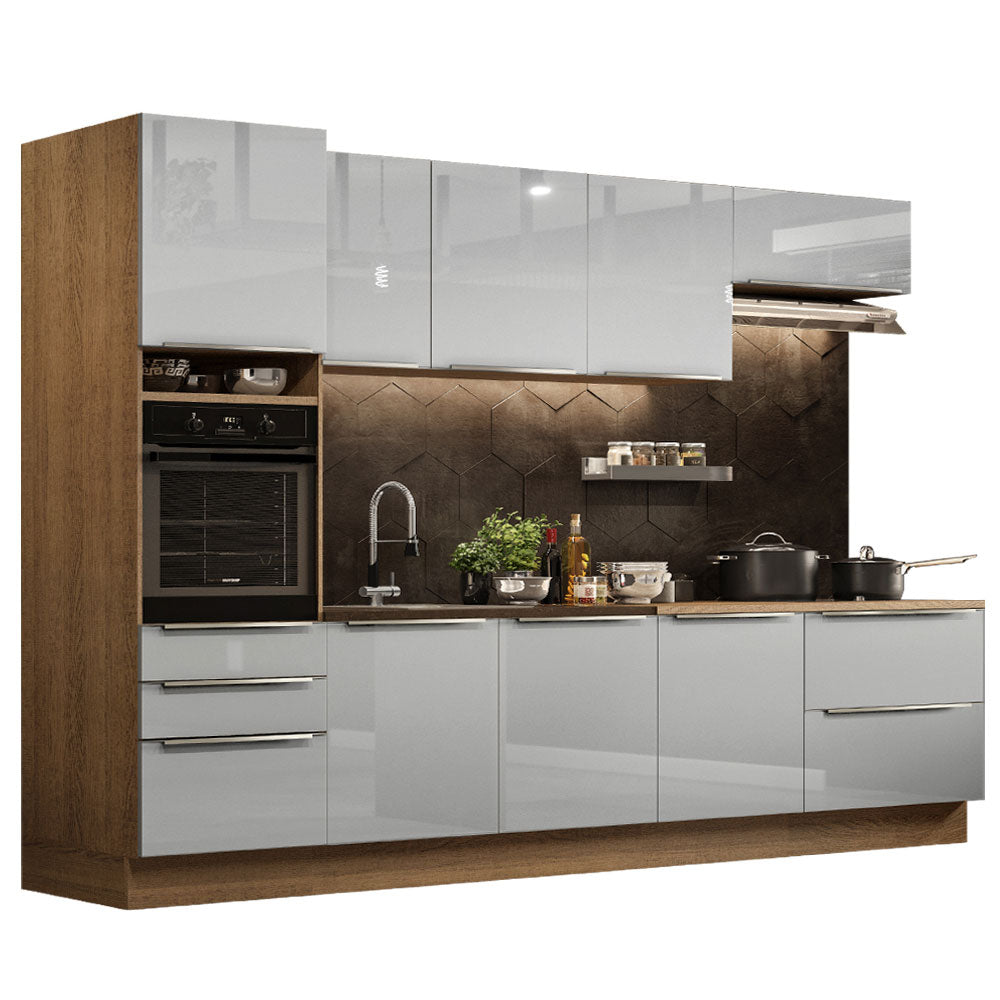 Combo completo de Cocina 320cm Marrón/Gris Lux Madesa 04