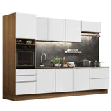 Combo Completo de Cocina 320 x 60 cm Marrón/Blanco Aterciopelado Lux Madesa 04