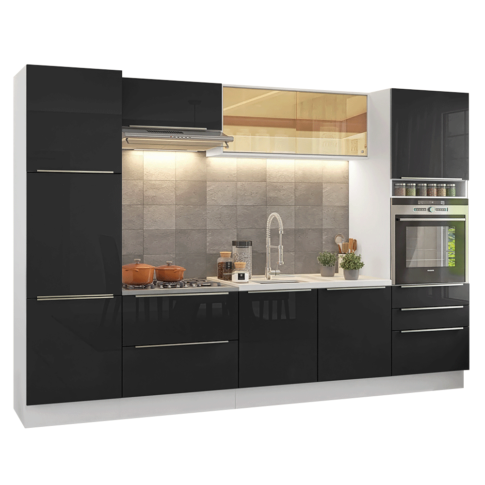 Combo completo de Cocina 320 cm Blanco/Negro Lux Madesa 08