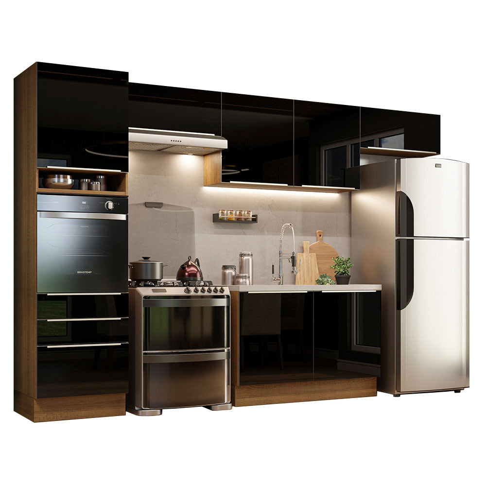 Combo completo de Cocina 340cm Marrón/Negro Lux Madesa 01