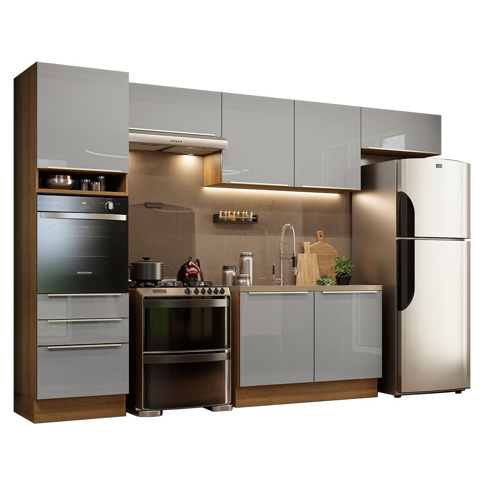 Combo completo de Cocina 340cm Marrón/Gris Lux Madesa 01