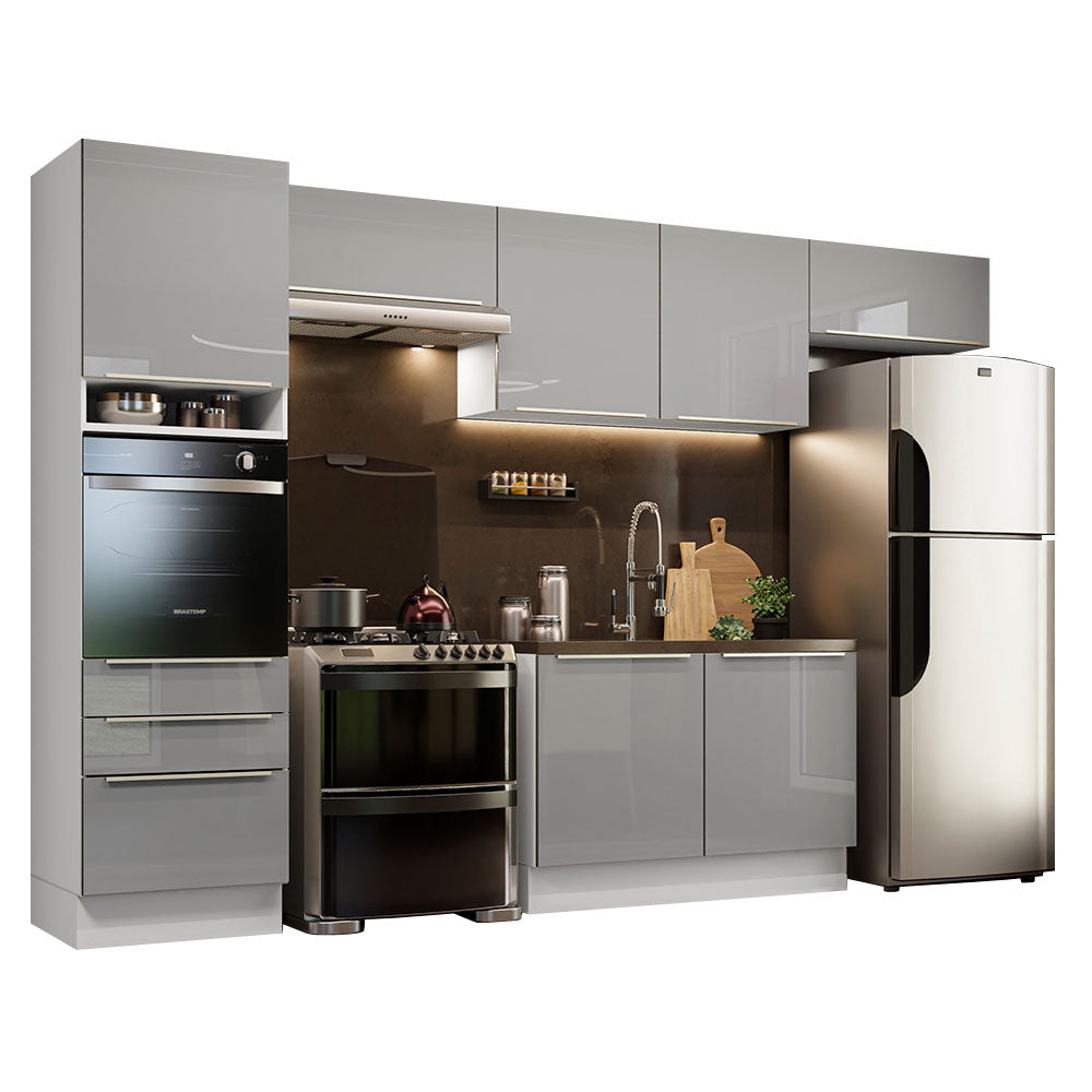 Combo completo de Cocina 340cm Blanco/Gris Lux Madesa 01