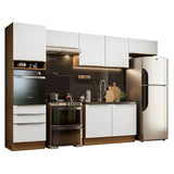 Combo Completo de Cocina 340 x 60 cm Marrón/Blanco Aterciopelado Lux Madesa 01