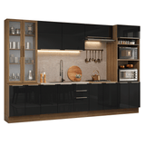 Combo completo de Cocina 340 cm Marrón/Negro Lux Madesa 03