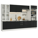 Combo completo de Cocina 340 x 60 cm Blanco/Negro Lux Madesa 04