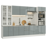 Combo completo de Cocina 340 x 60 cm Blanco/Gris Lux Madesa 04