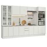 Combo completo de Cocina 340 x 60 cm Blanco/Blanco Aterciopelado Lux Madesa 04