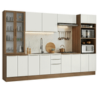 Combo completo de Cocina 340 cm 14 Puertas 3 Cajones Sin Mesada Marrón/Blanco Lux Madesa