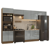 Combo completo de Cocina 350 cm Marrón/Gris Lux Madesa 01