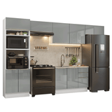 Combo completo de Cocina 350 cm Blanco/Gris Lux Madesa 01