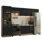 Combo completo de Cocina 350 cm 9 Puertas 3 Cajones Sin Mesada Marrón/Negro Lux Madesa 02